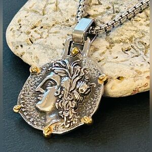 Virgo Men’s Zodiac Necklace | Silver -Tone Stainless Steel Pendant Chain